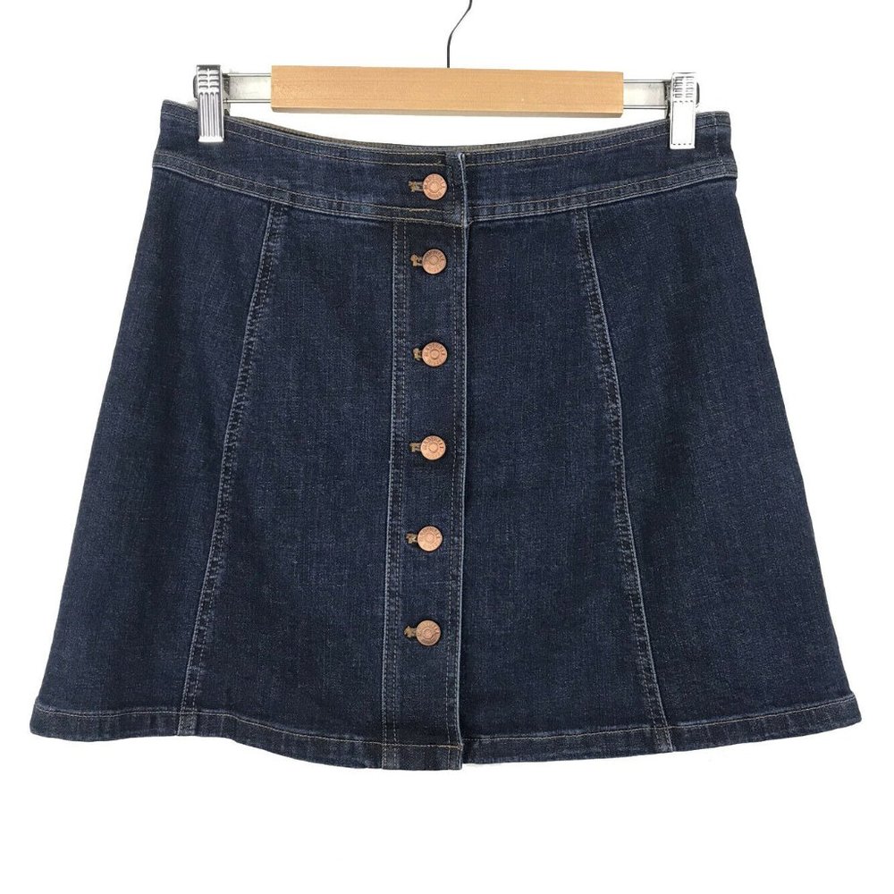 Madewell Stretch Dark Wash Denim A-Line Mini Skirt